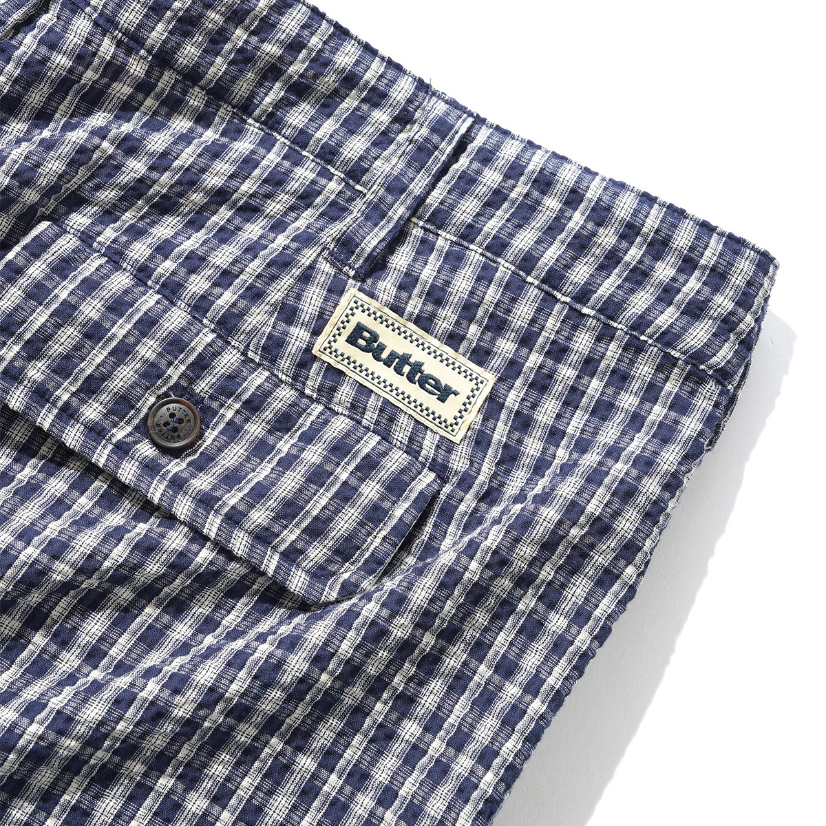 Butter Goods Pleated Shorts Navy Plaid