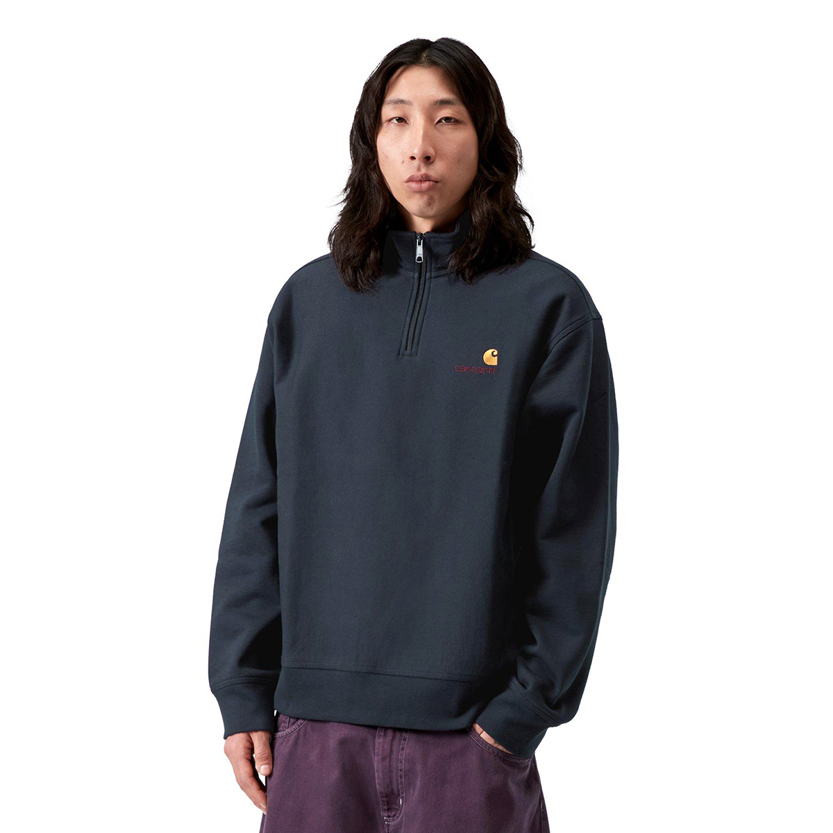 Carhartt WIP Half Zip American Script Sweater Deep Night