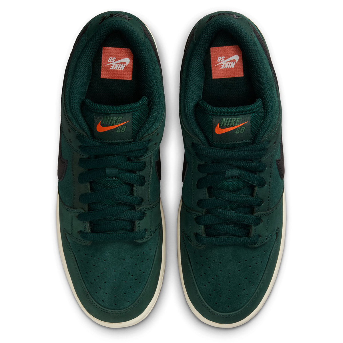 Nike SB Dunk Low Pro Deep Fir/Black-Fir-Sail-Gum Lt Brown-Safety Orange