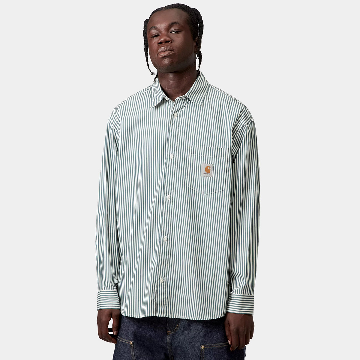 Carhartt WIP Daldry Longsleeve Shirt Daldry Stripe Office Blue/Wax