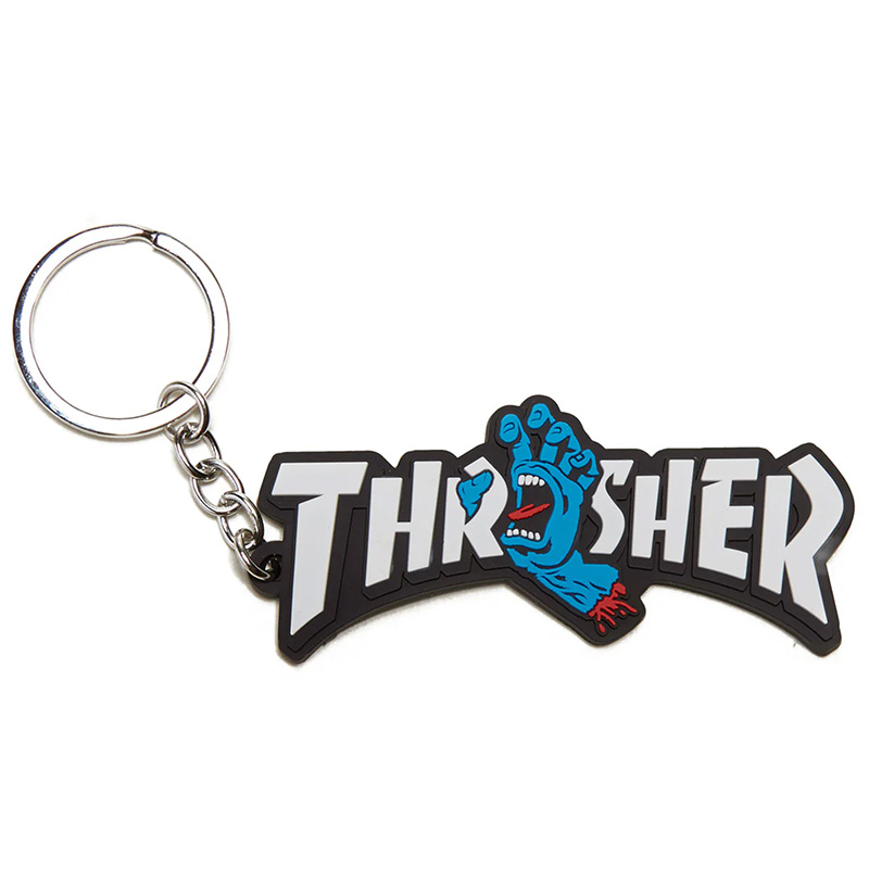 Santa Cruz x Thrasher Screaming Logo Keychain White/Blue