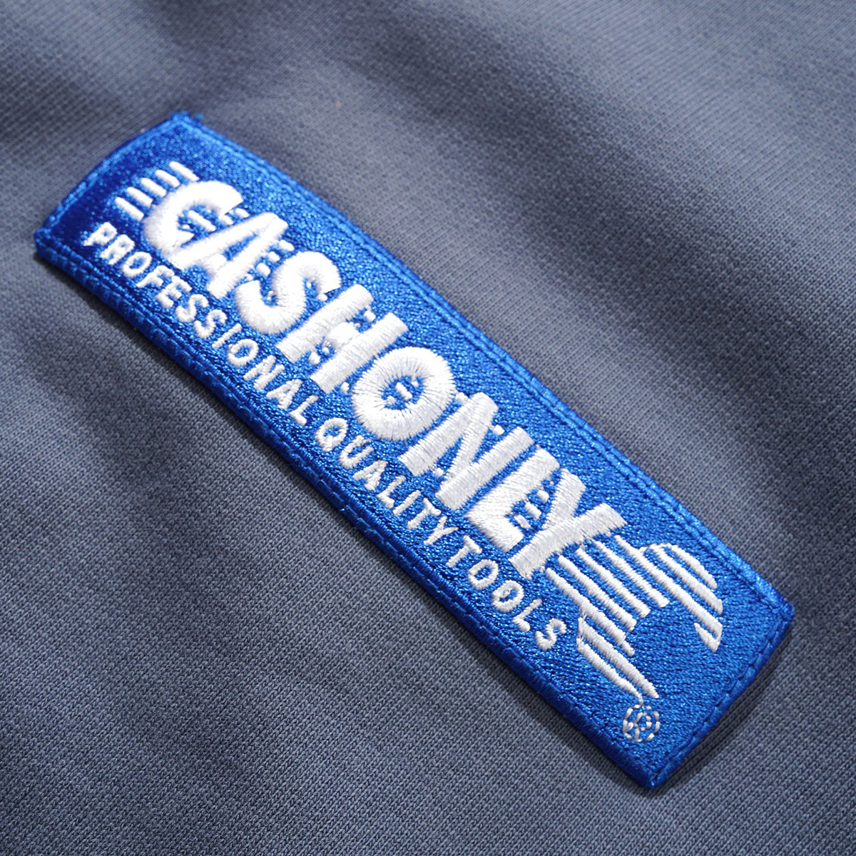 Cash Only Service Zip-Thru Hooded Sweater Washed Navy