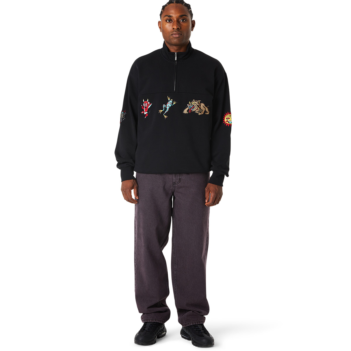 HUF Bledsoe Quarter Zip Fleece Sweater Black HUF Bledsoe Quarter Zip Fleece Sweater Black