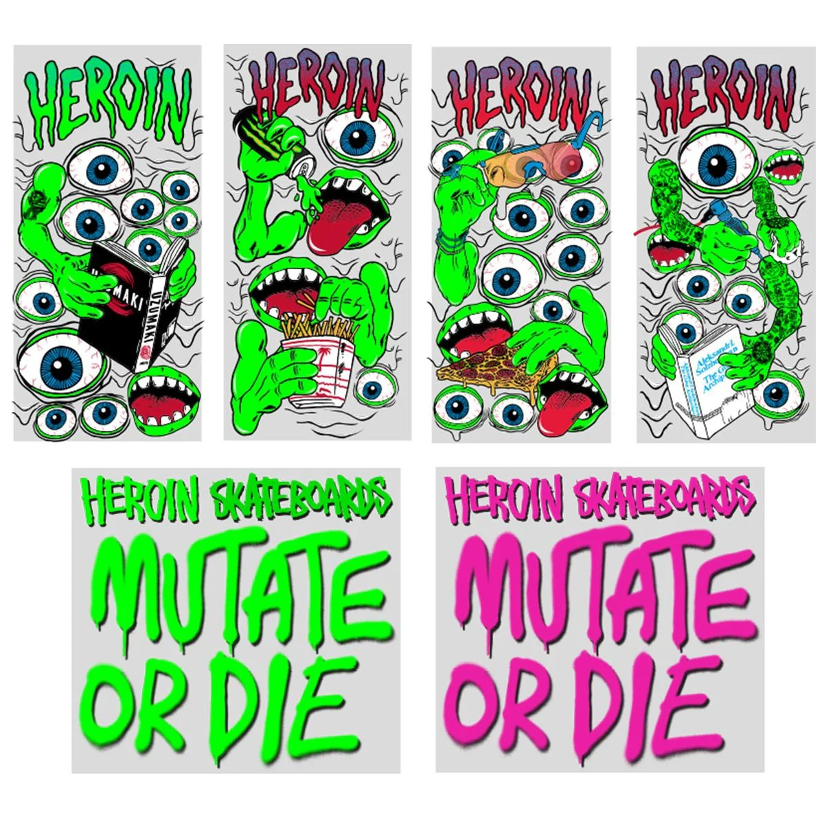 Heroin Mutate Or Die Sticker Assorted