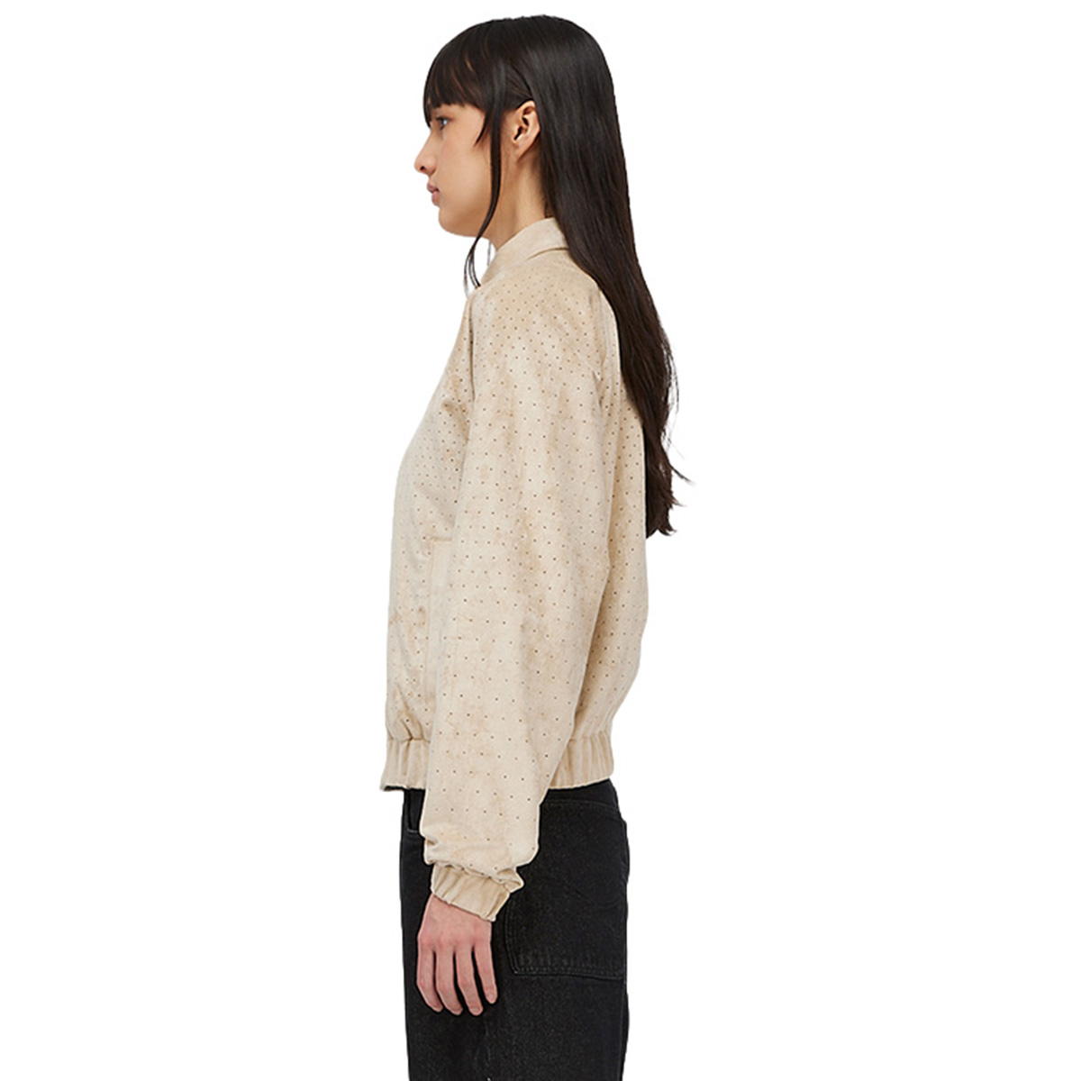 Dime Perforated Faux Suede Jacket Tan