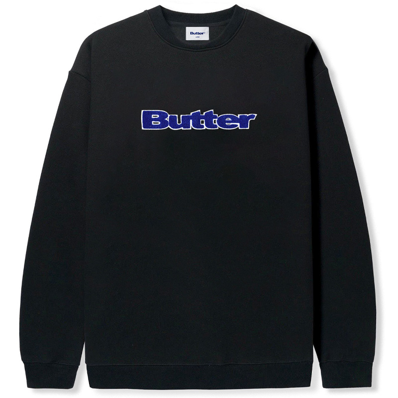 Butter Goods Chenille Applique Crewneck Sweater Black
