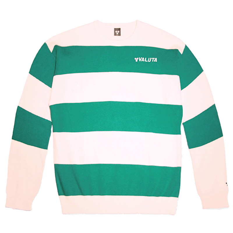Valuta Stripe Knit Sweater Deep Green/Vanilla White