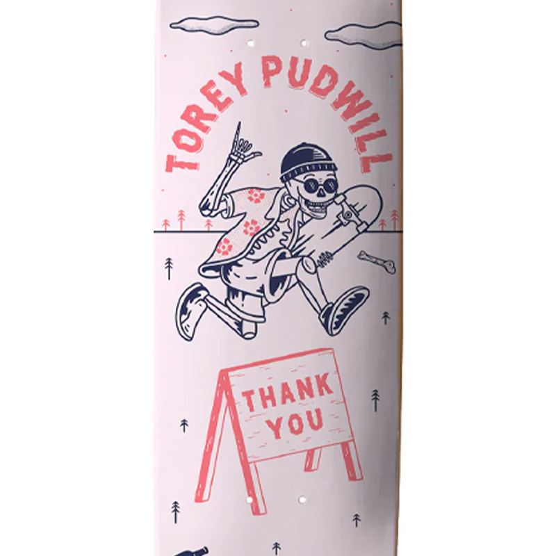 Thank You Torey Pudwill Zapped Skateboard Deck Pink 8.25