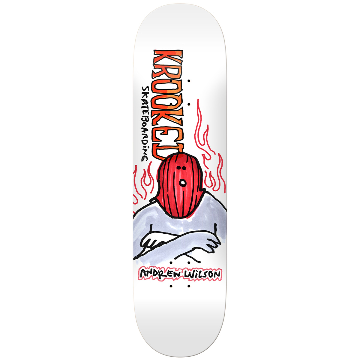 Krooked Wilson Fire Mask Skateboard Deck White 8.75