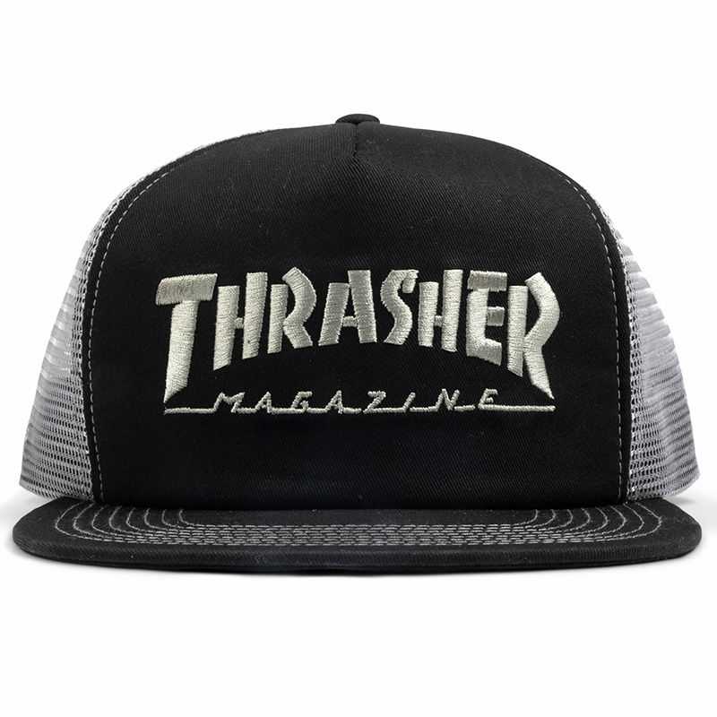 Thrasher Embroidered Logo Mesh Cap Black/Grey Thrasher Embroidered Logo Mesh Cap Black/Grey