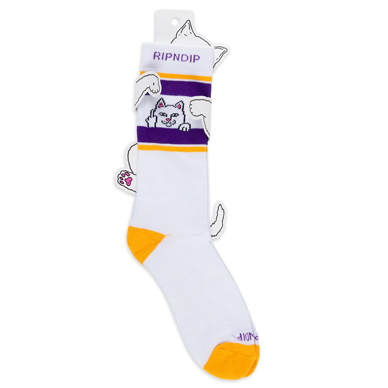 RIPNDIP Peeking Nermal Socks Purple & Gold RIPNDIP Peeking Nermal Socks Purple & Gold
