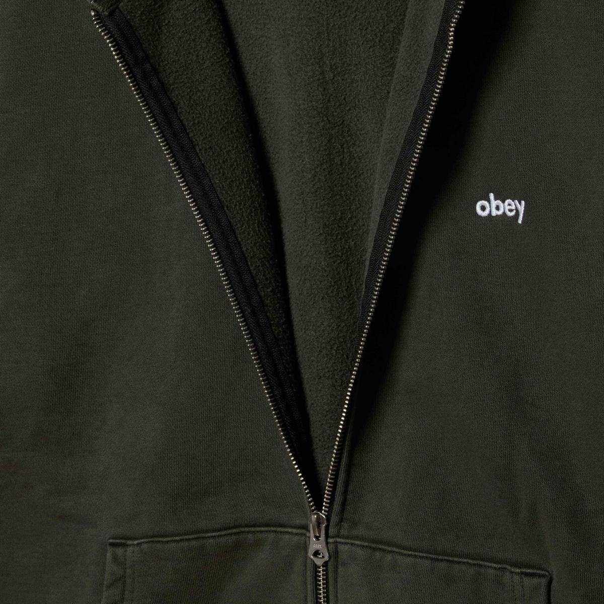 Obey Lowercase Pigment Zip Hooded Sweater Pigment Pirate Black