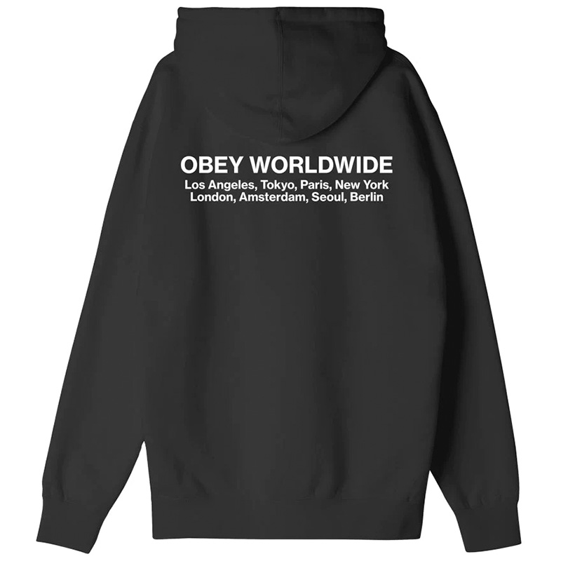 Obey Worldwide Cities Hooded Sweater Black Obey Worldwide Cities Hooded Sweater Black