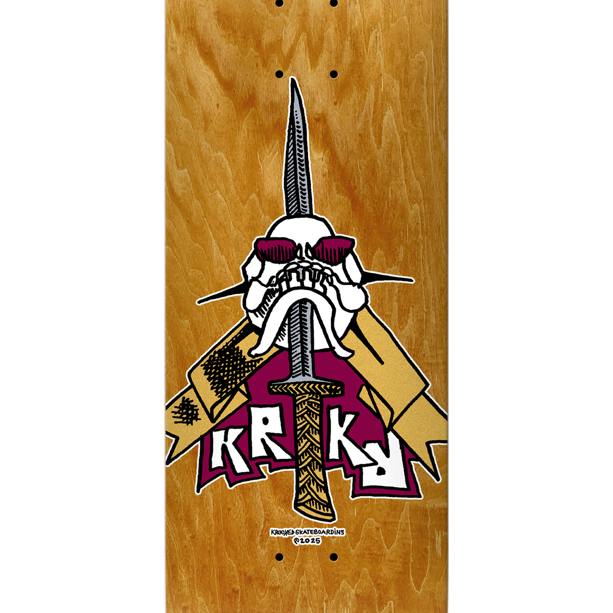 Krooked Skull/Sword Skateboard Deck Assorted Veneer 8.25