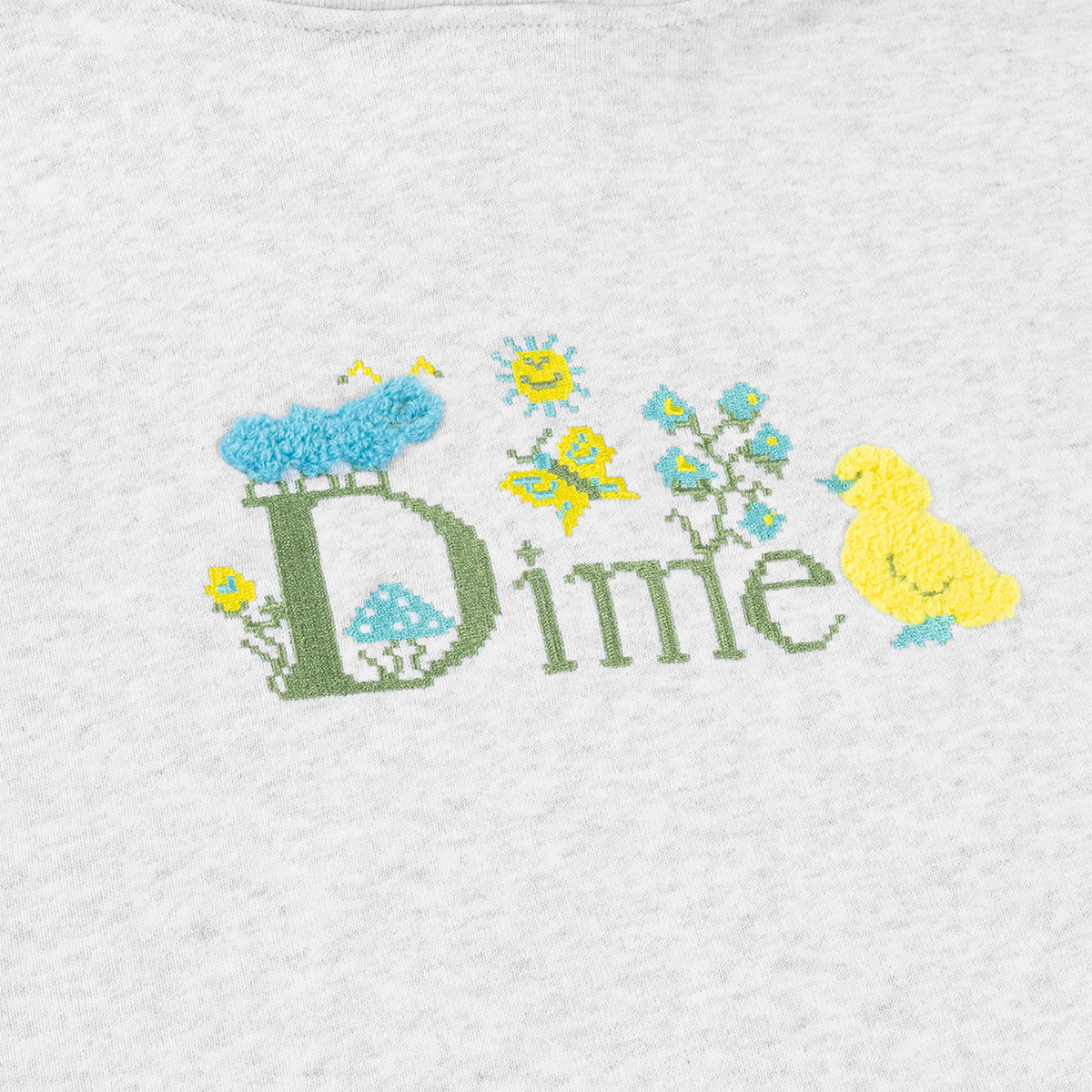 Dime Classic Cross Stitch Hooded Sweater Ash