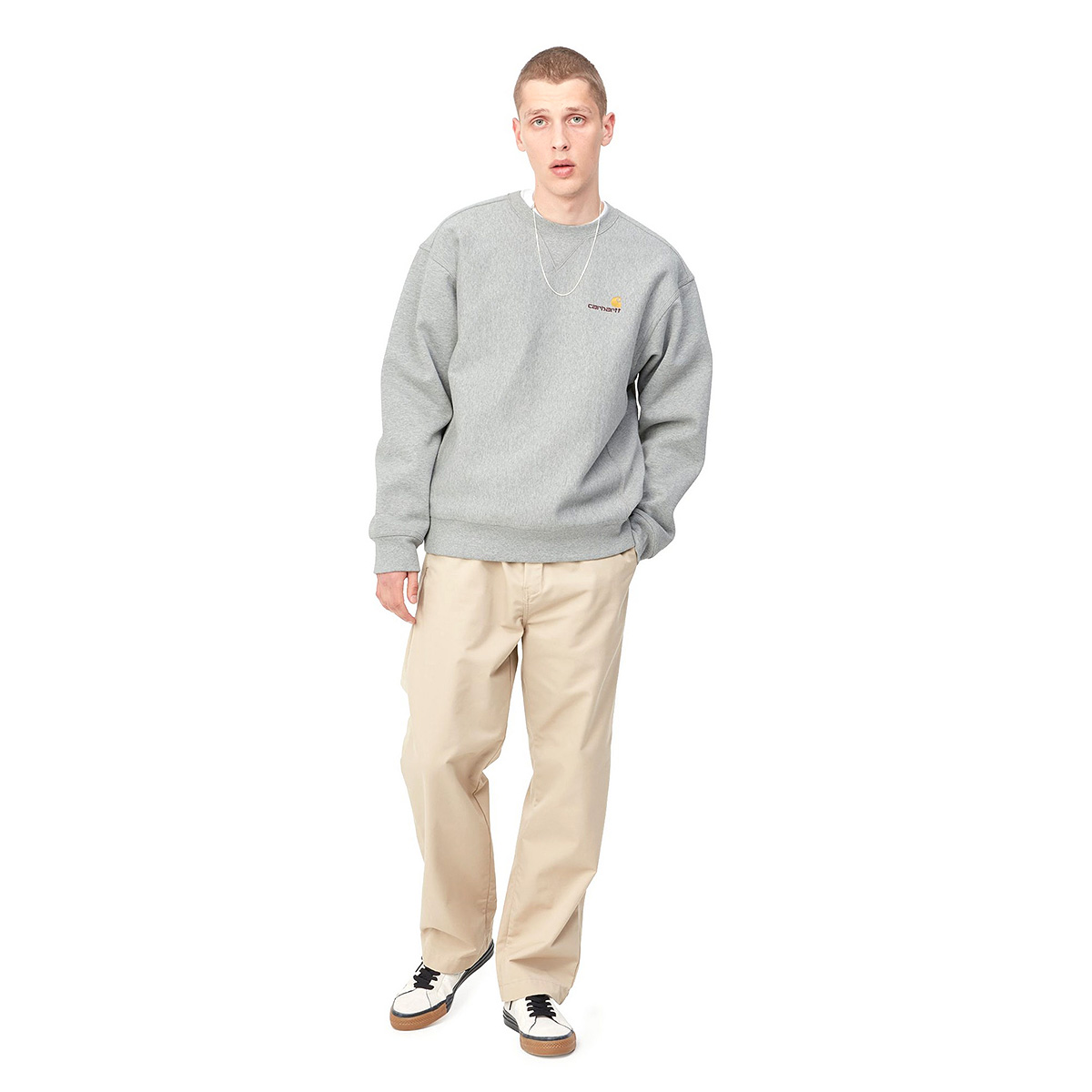 Carhartt WIP American Script Crewneck Sweater Grey Heather Carhartt WIP American Script Crewneck Sweater Grey Heather