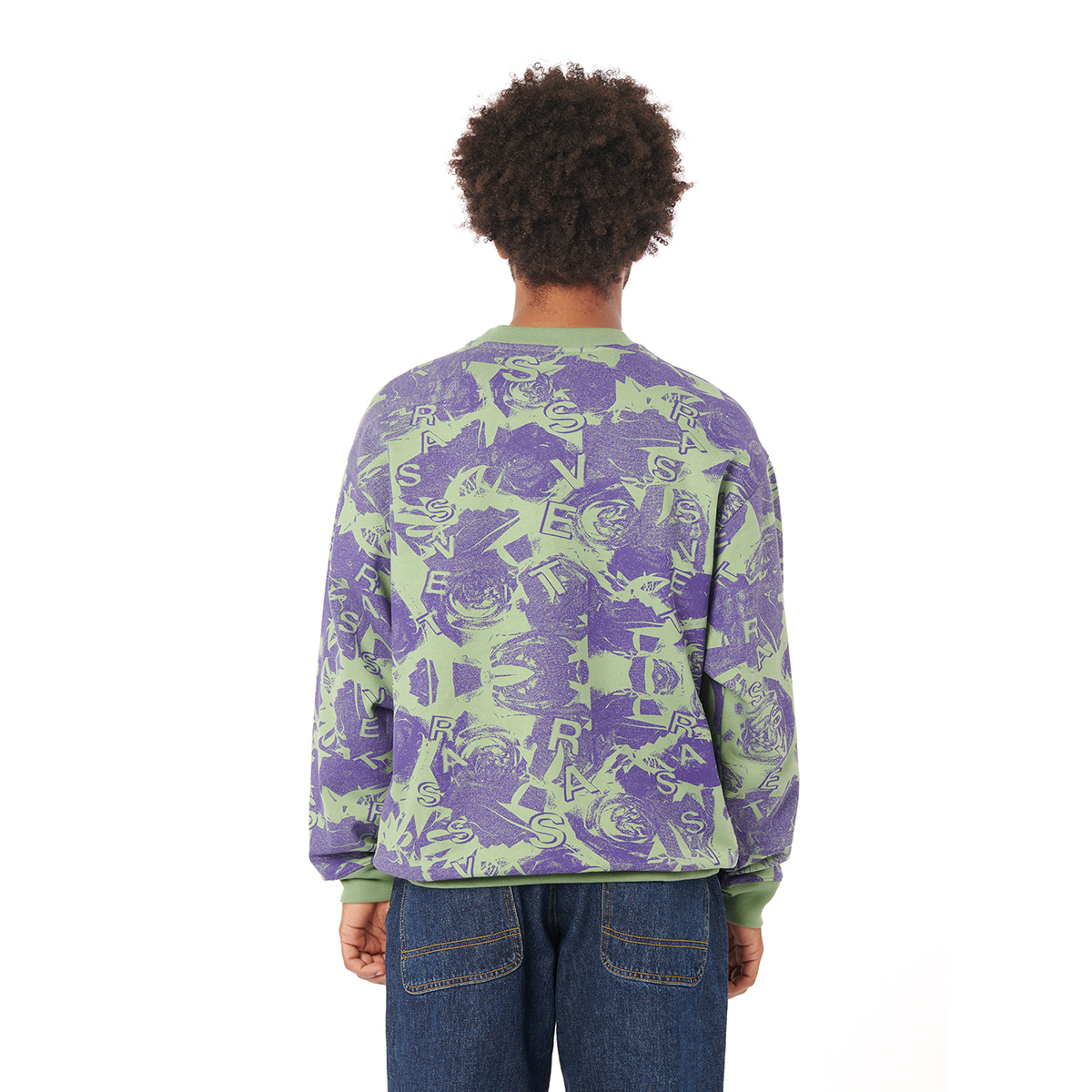 Rassvet Roses All over Print Knit Crewneck Sweater Khaki Rassvet Roses All over Print Knit Crewneck Sweater Khaki