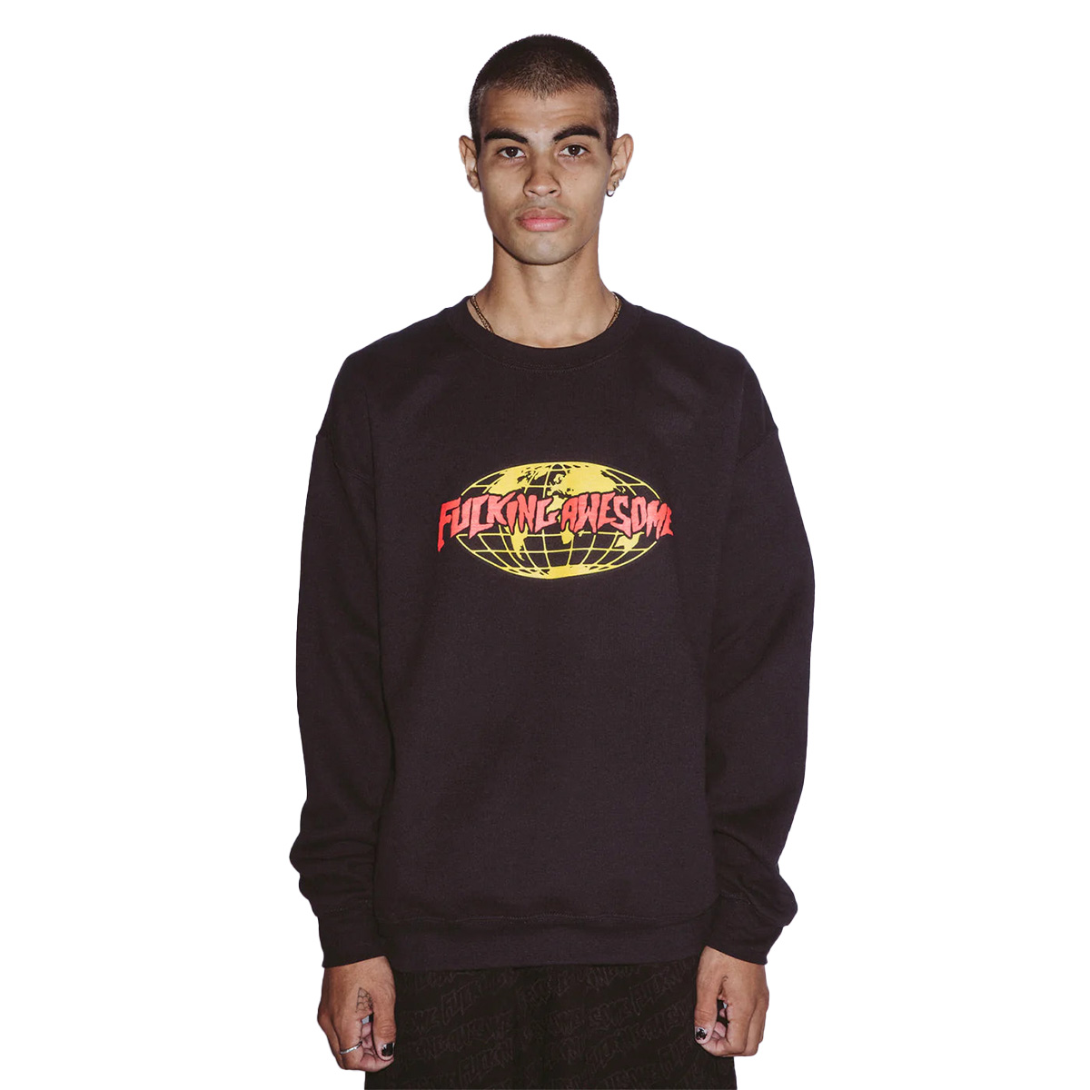 Fucking Awesome FA World Logo Crewneck Sweater Black Fucking Awesome FA World Logo Crewneck Sweater Black