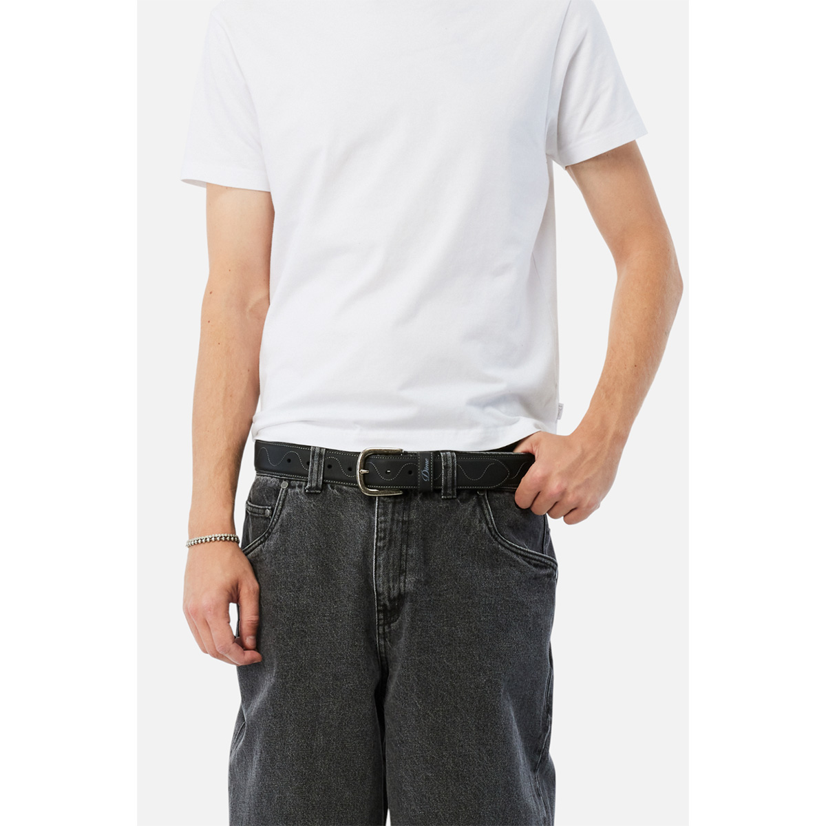 Dime Desert Leather Belt Black