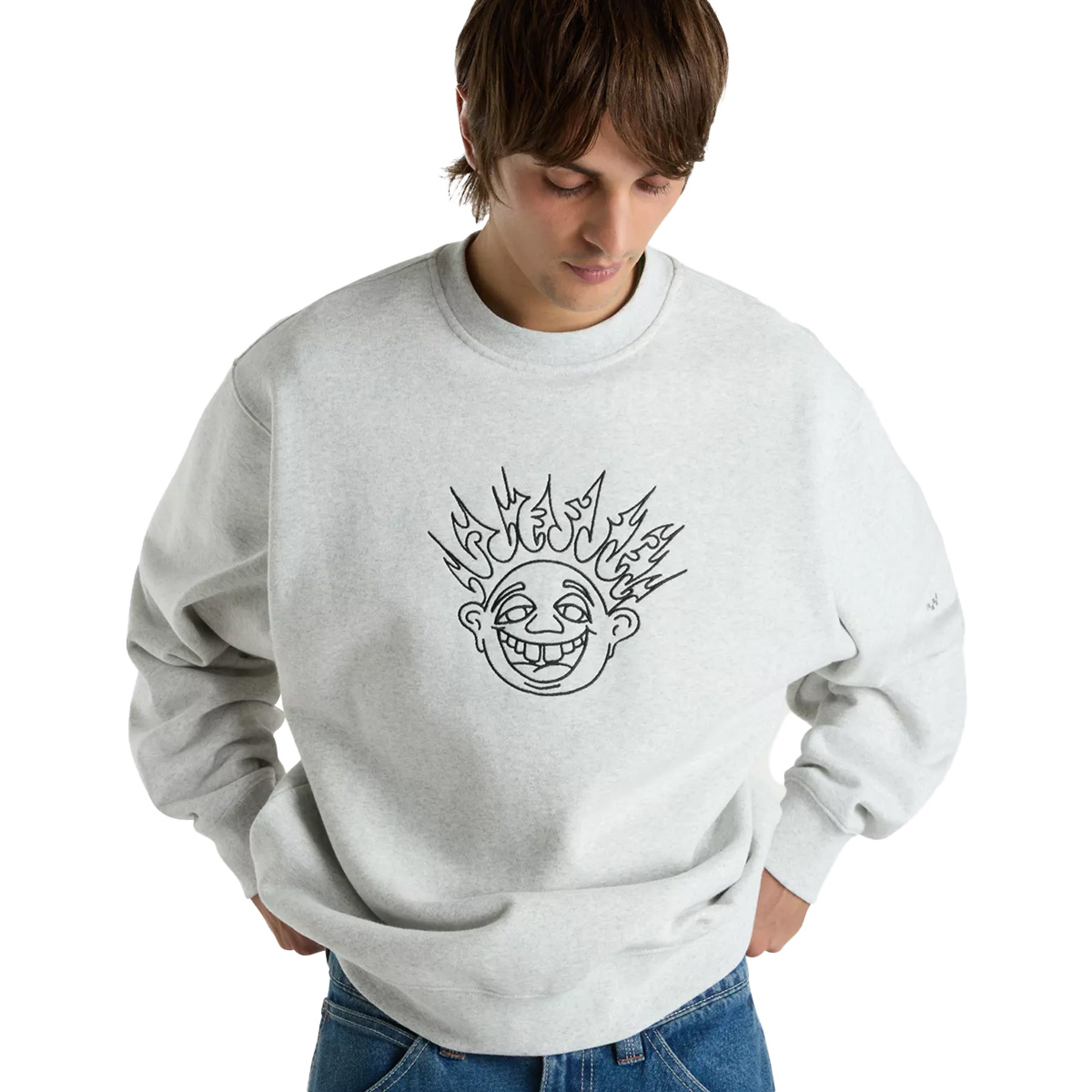 Vans Skate Smile Spike Sweater Ash Heather Vans Skate Smile Spike Sweater Ash Heather