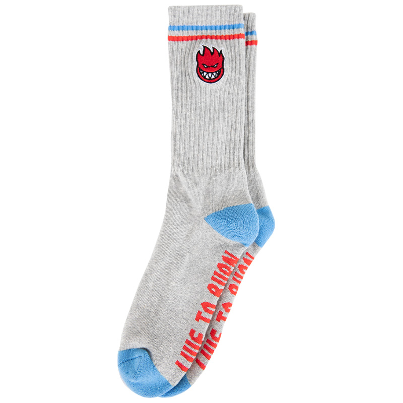 Spitfire Bighead Fill Emb Sock Heather/Blue/Red Spitfire Bighead Fill Emb Sock Heather/Blue/Red