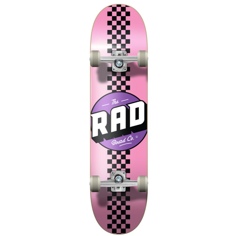 Rad Checker Stripe Progressive Complete Skateboard Pink/Black 7.75