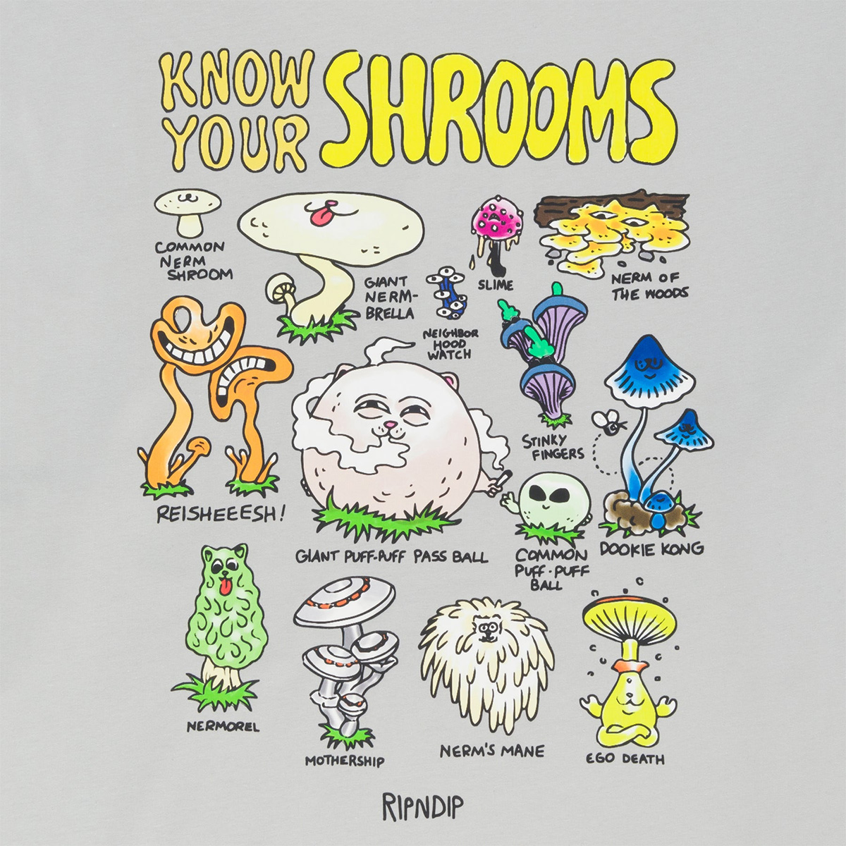 RIPNDIP Know Ur Shrooms T-Shirt Grey RIPNDIP Know Ur Shrooms T-Shirt Grey
