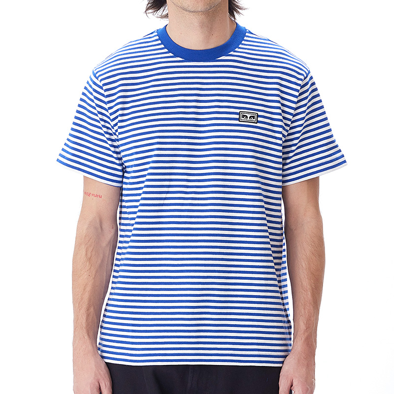 Obey Established Works Eyes Striped T-Shirt Surf Blue Obey Established Works Eyes Striped T-Shirt Surf Blue