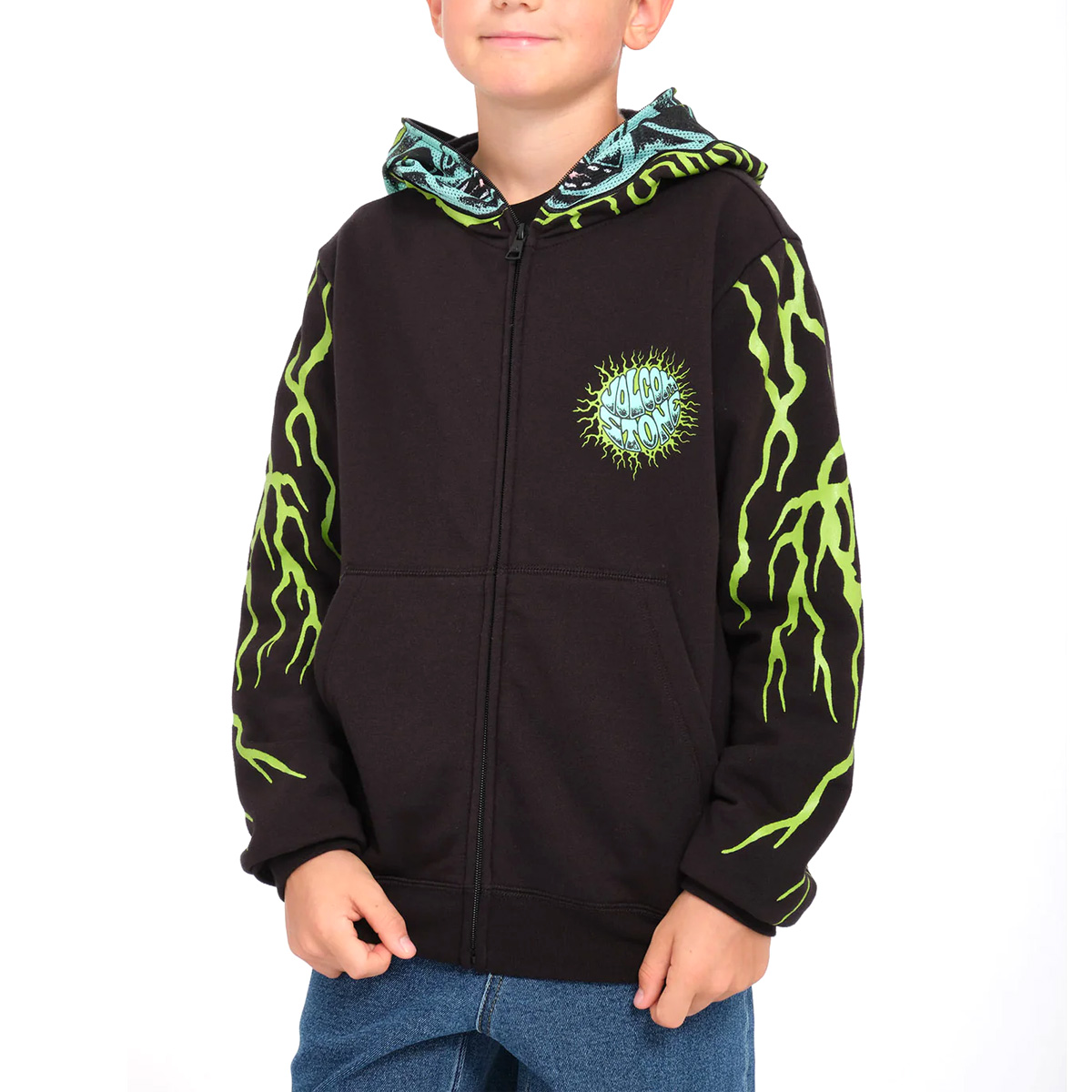 Volcom Kids Alien Full Zip Hooded Sweater Black - Main Image