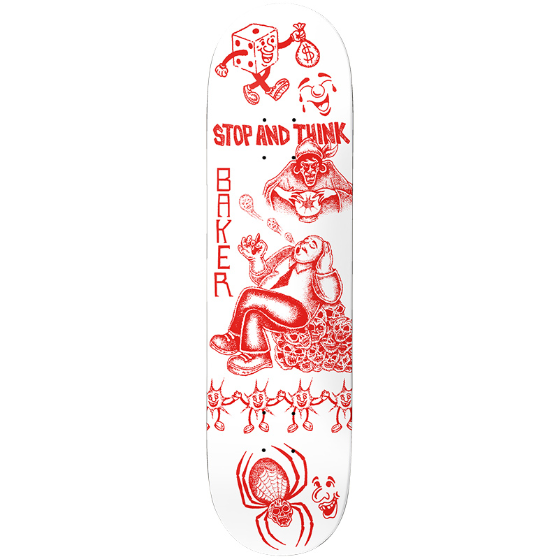 Baker Andrew Reynolds Stop And Think Skateboard Deck 8.0 Baker Andrew Reynolds Stop And Think Skateboard Deck 8.0