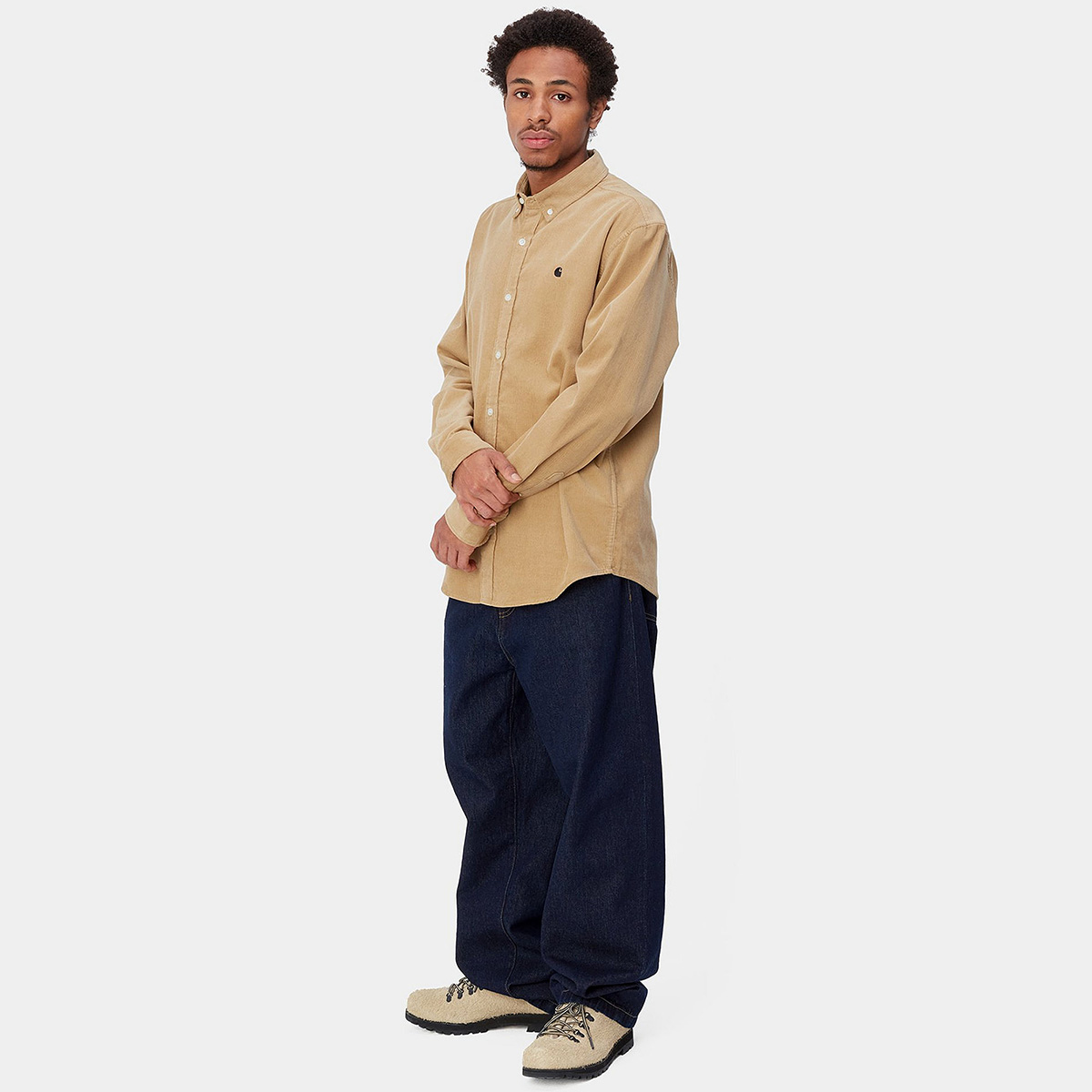 Carhartt WIP Madison Fine Cord Longsleeve Shirt Sable/Black Carhartt WIP Madison Fine Cord Longsleeve Shirt Sable/Black
