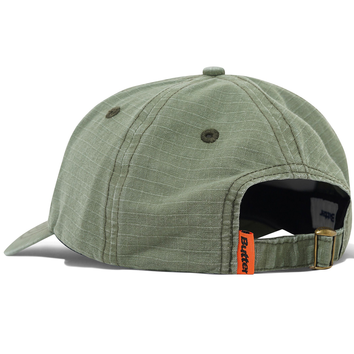 Butter Goods Ripstop Rounded Logo 6 Panel Cap Washed Army
