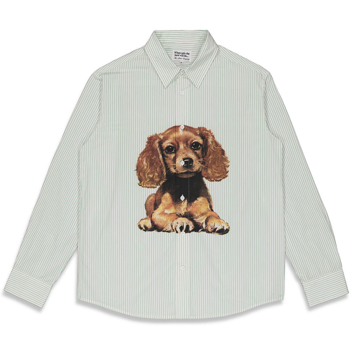The Loose Company Puppy Oxford Shirt Green/Cream