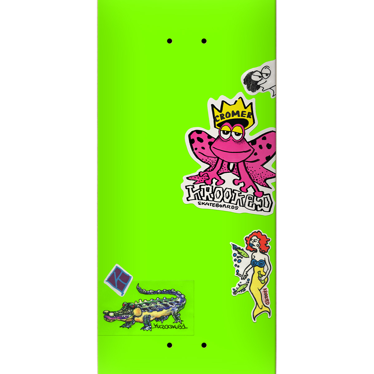 Krooked Cromer Neon Sticker Skateboard Deck Green 8.25