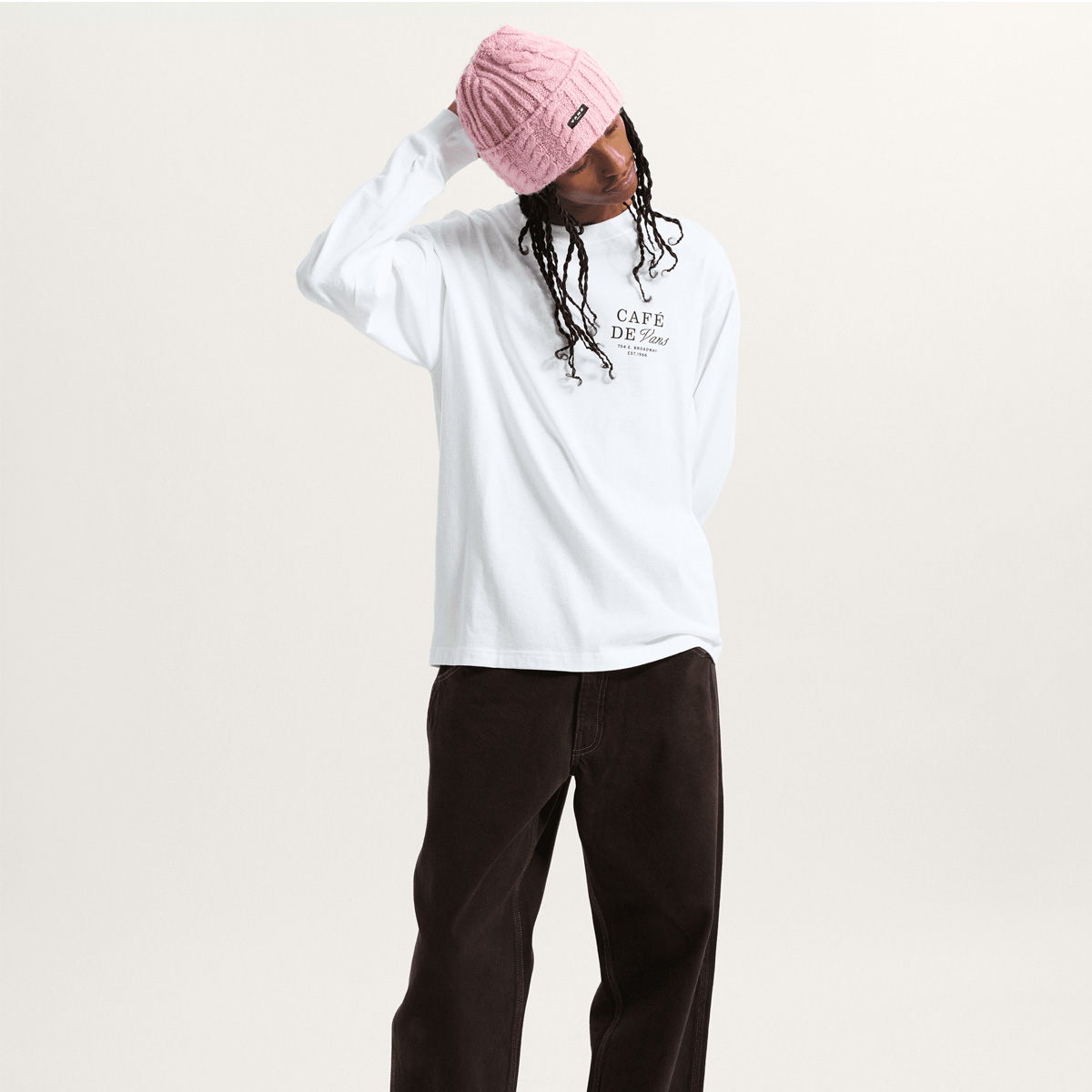 Vans Cafe Vans Longsleeve T-Shirt White