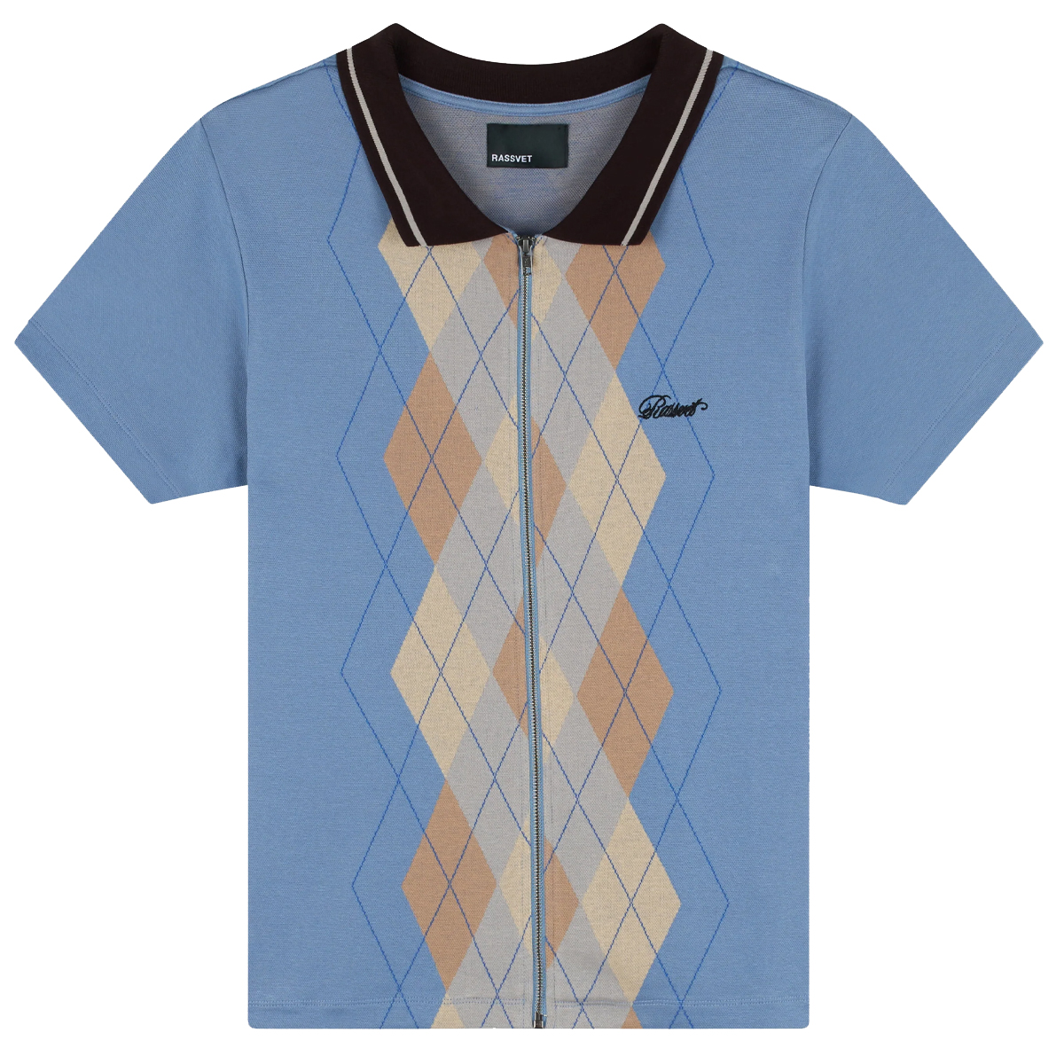 Rassvet Argyle Zip Polo Knit Blue