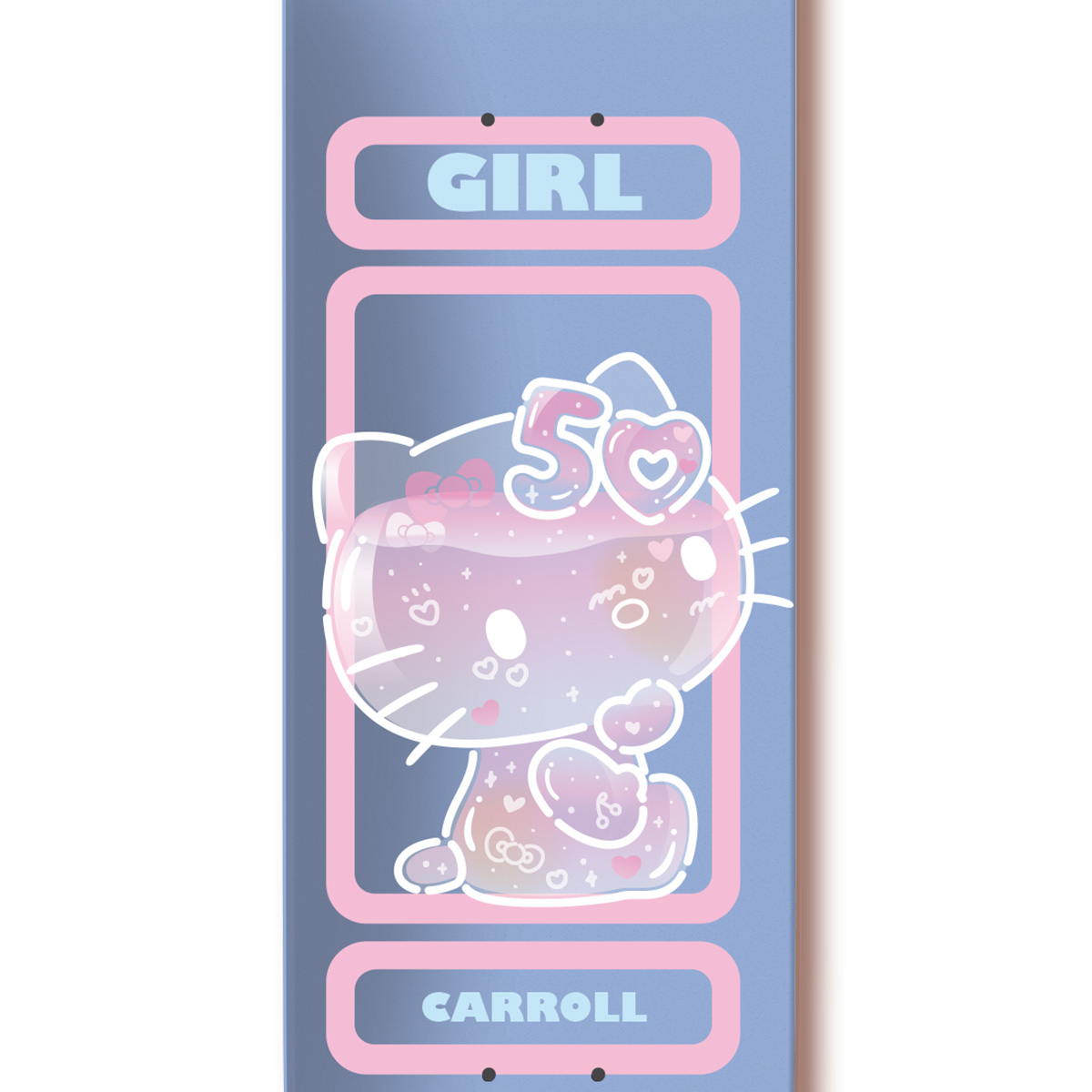 Girl Carroll Hello Kitty 50 Twin Tip Skateboard Deck 8.25