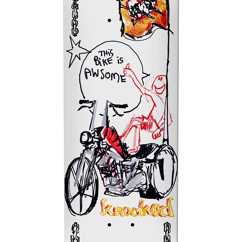 Krooked Worrest Awesome Cycle Skateboard Deck White 8.12 Krooked Worrest Awesome Cycle Skateboard Deck White 8.12
