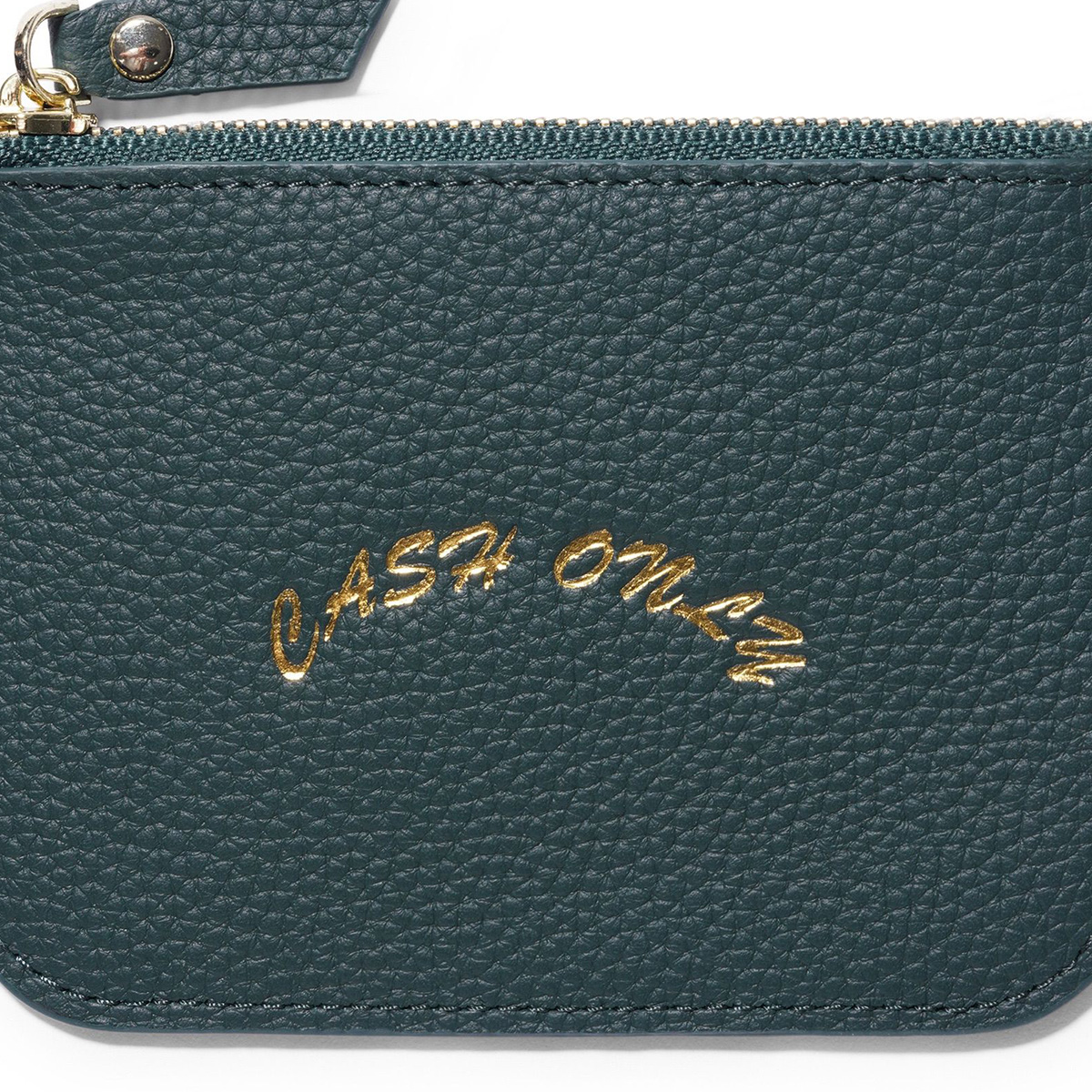 Cash Only Leather Zip Wallet Emerald