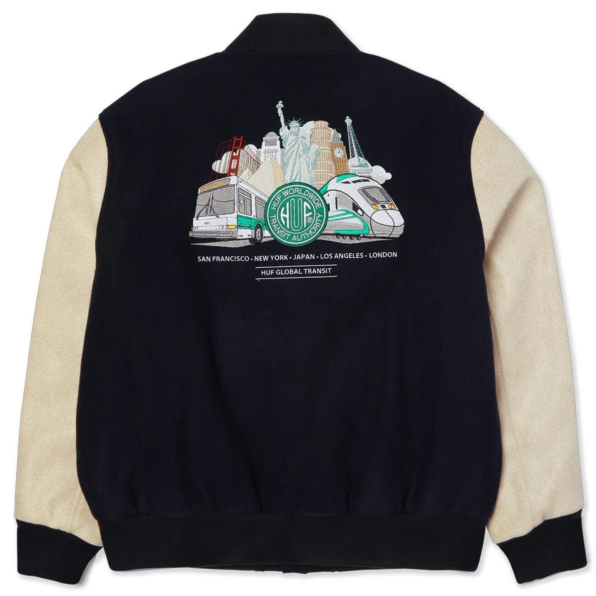 HUF Global Transit Varsity Jacket Navy HUF Global Transit Varsity Jacket Navy