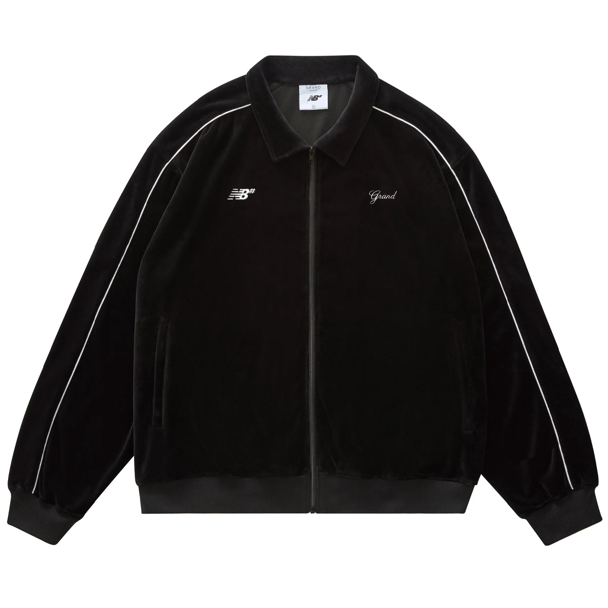 Grand Collection x New Balance Velour Track Jacket Black Grand Collection x New Balance Velour Track Jacket Black