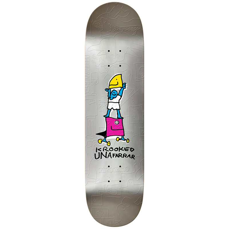 Krooked Una Stack Skateboard Deck Silver 8.25