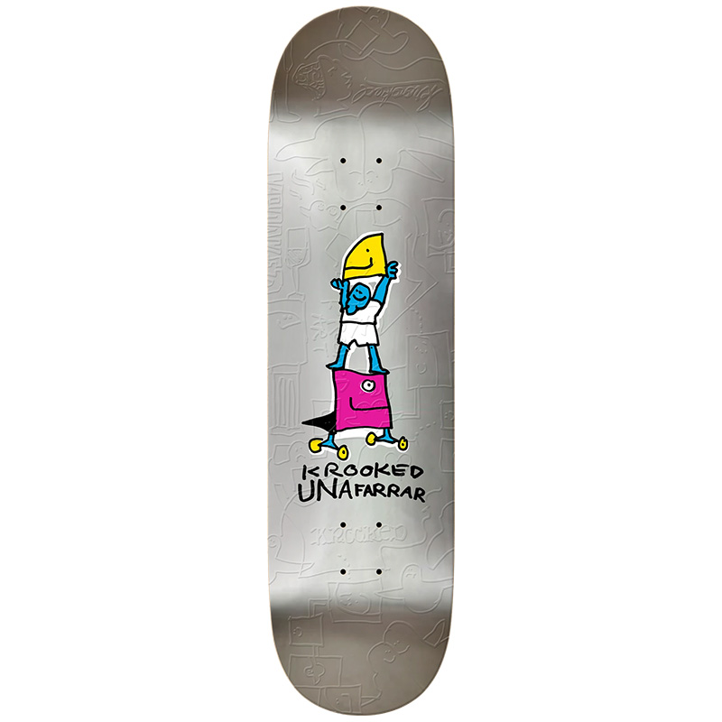 Krooked Una Stack Skateboard Deck Silver 8.25 Krooked Una Stack Skateboard Deck Silver 8.25