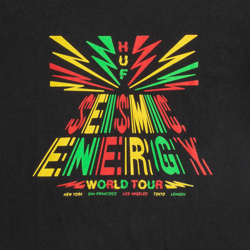 HUF Seismic Bass Wash T-Shirt Washed Black HUF Seismic Bass Wash T-Shirt Washed Black