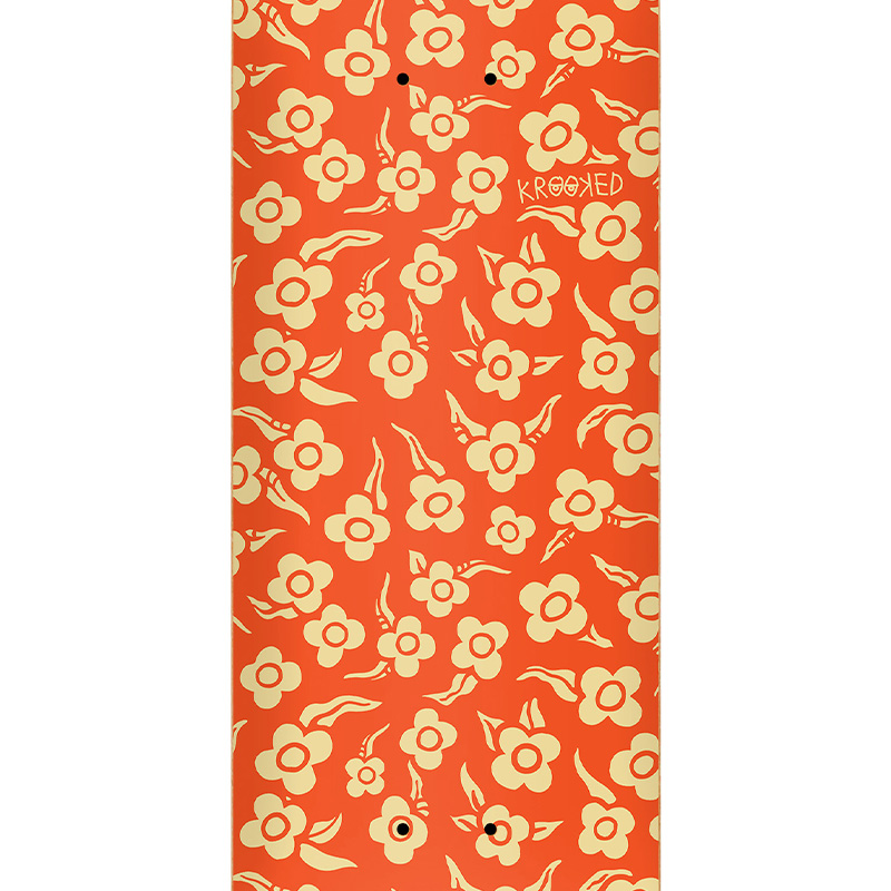 Krooked Flowers Skateboard Deck Orange 8.06