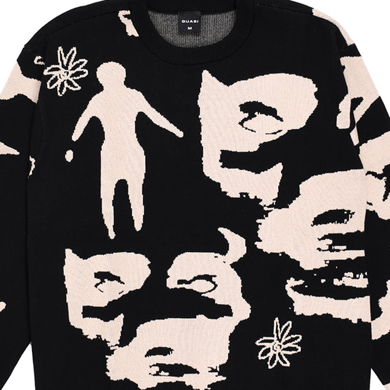 Quasi Stoneage Jacquard Knit Sweater Black Quasi Stoneage Jacquard Knit Sweater Black