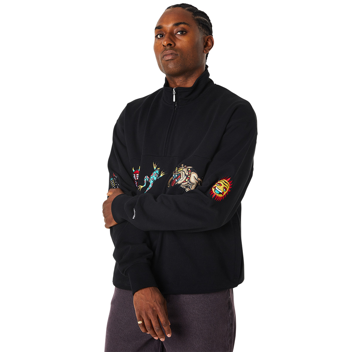 HUF Bledsoe Quarter Zip Fleece Sweater Black HUF Bledsoe Quarter Zip Fleece Sweater Black