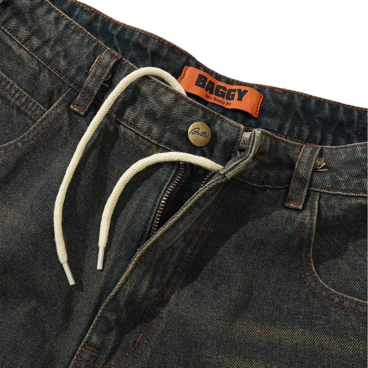 Butter Goods Warped Denim Jeans Dirty Wash Indigo Butter Goods Warped Denim Jeans Dirty Wash Indigo