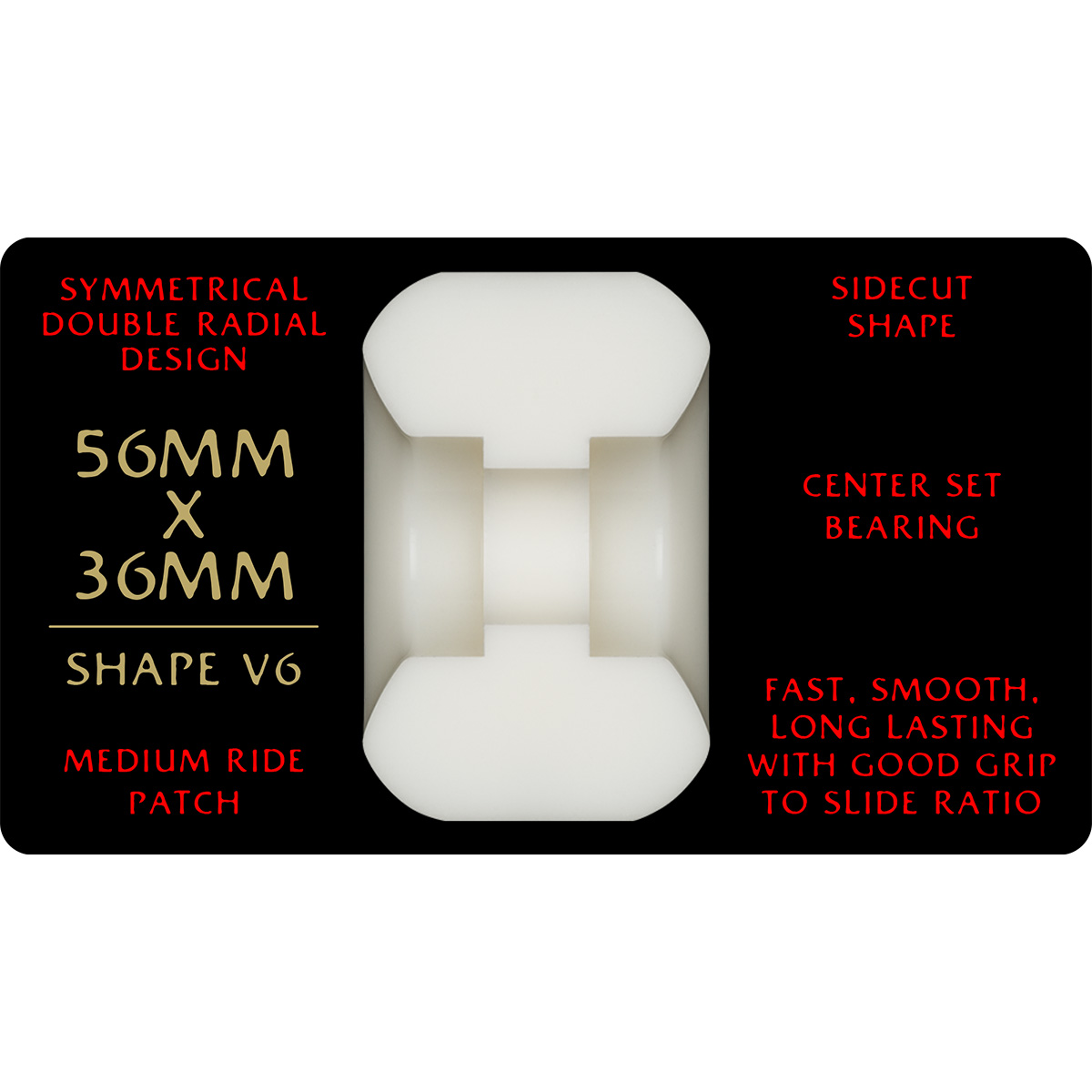 Powell Peralta Dragon Formula V6 Wide Cut Wheels White/Red 93A 56mm x 36mm