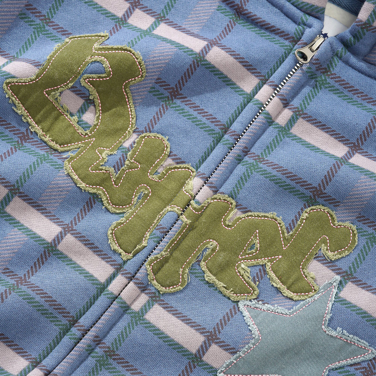 【BUTTER GOODS】 Edge Applique Zip-Thru Hood, Plaid Butter Goods - Edge Applique Zip-Thru Hood | HBX - Globally